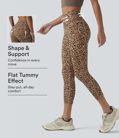 Halara UltraSculpt™ Leopard Print High Waisted Tummy Control Training Capri Leggings with Pockets