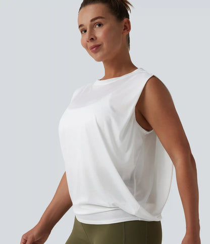 Round Neck Ruched Workout Tank Top