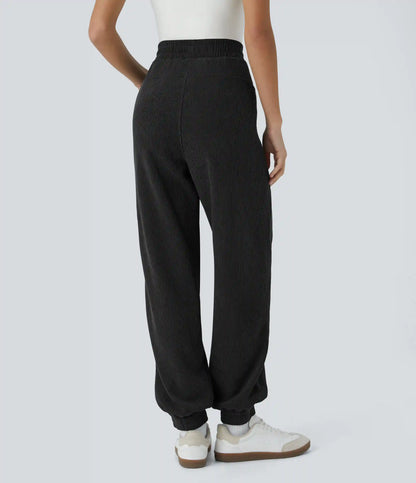 High Waisted Pocket Corduroy Casual Joggers