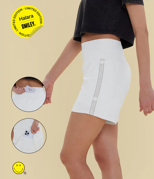 Halara X Smiley® SoftlyZero™ Airy Super High Waisted 2-in-1 InstantCool Yoga Shorts 5'' with Pockets-Longer Length