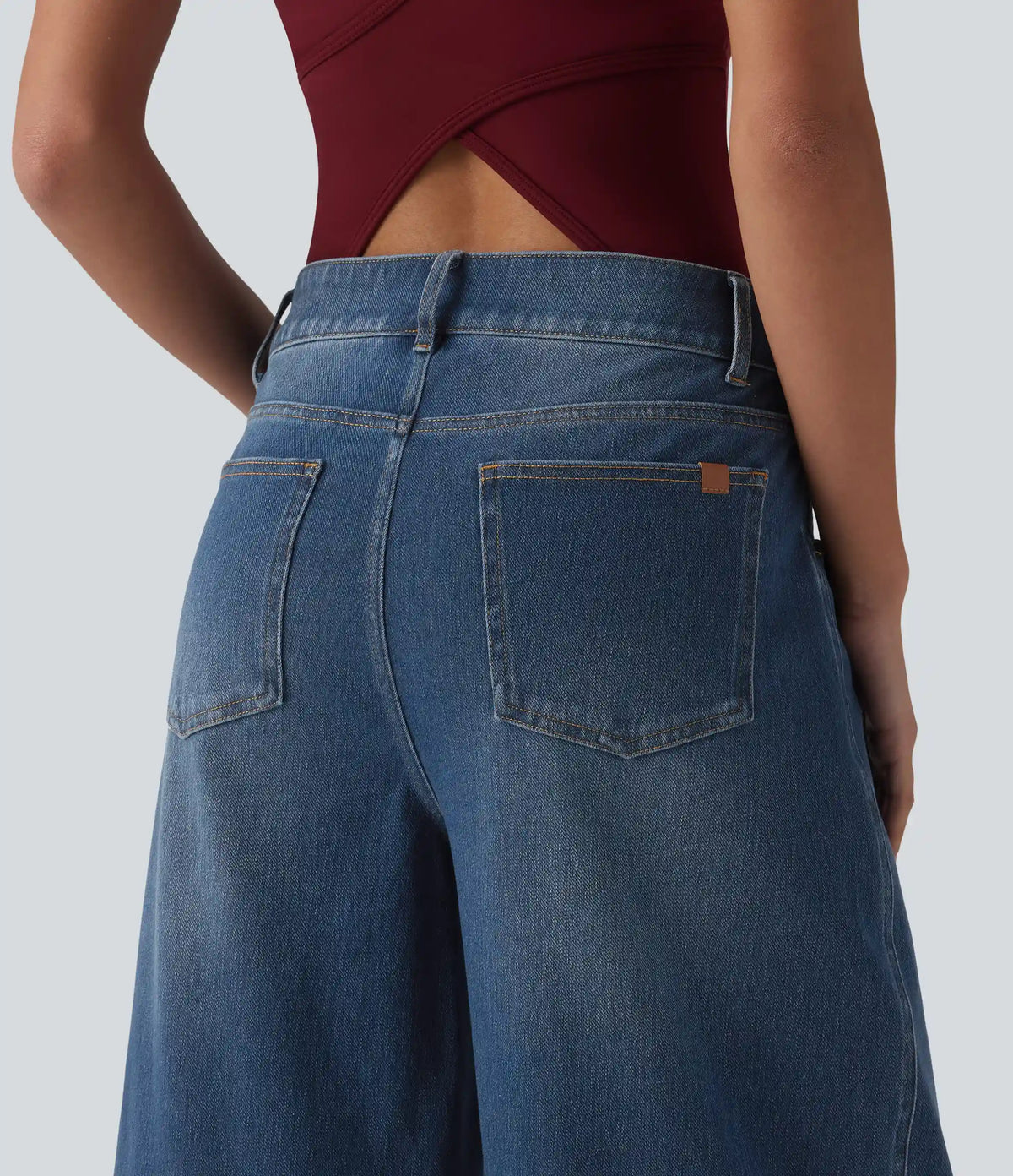 Halara Flex™ Low Rise Zipper Pockets Barrel Leg Casual Jeans