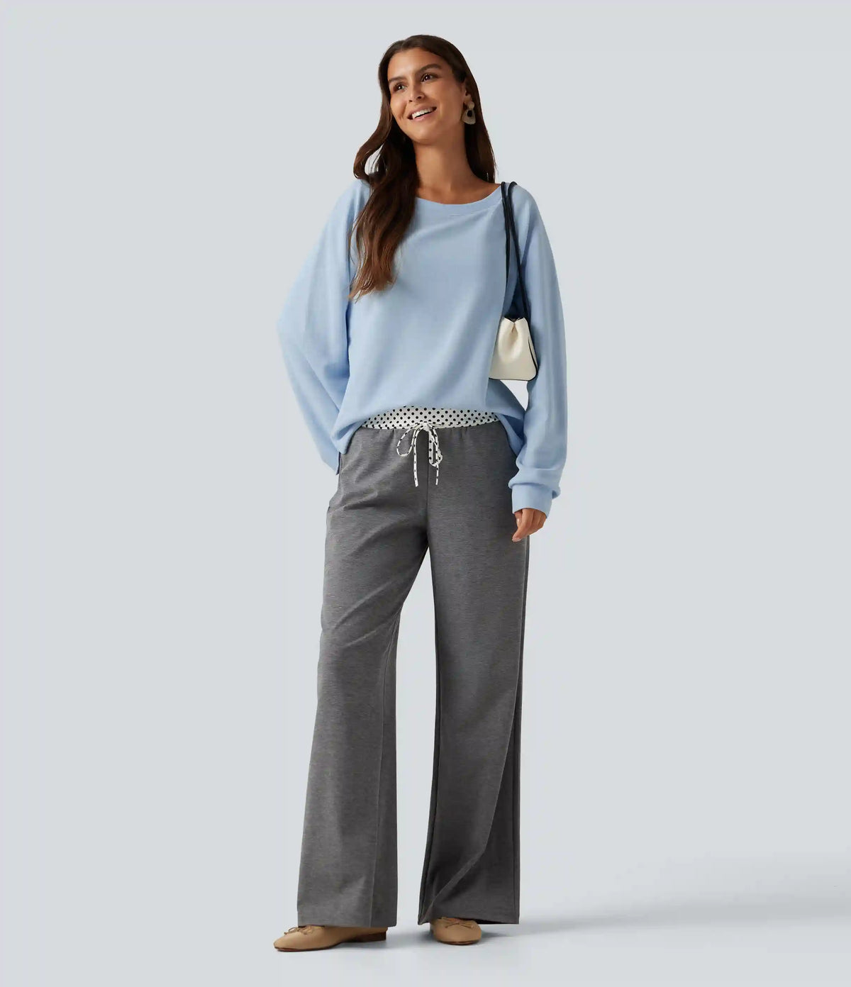 Boat Neck Raglan Long Sleeve Built-in Bra Casual Cotton Sweatshirt