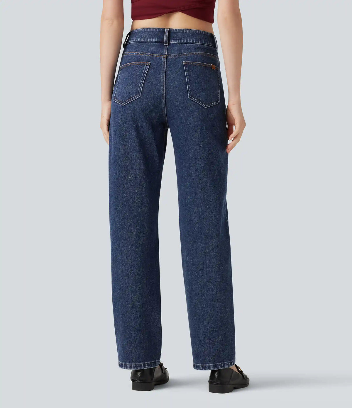 Halara Flex™ High Waisted Zipper Pockets Straight Leg Casual Jeans