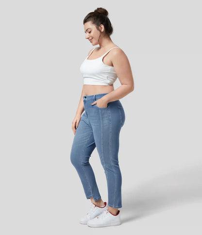 Halara Flex™ Mid Rise Zipper Pockets Casual Plus Size Skinny Jeans