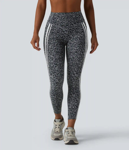 Halara UltraSculpt™ Leopard Print High Waisted Tummy Control Butt Lifting Color Block Stripes Training 7/8 Leggings with Pockets