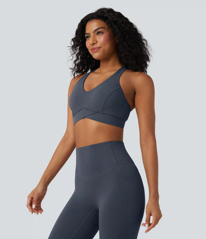 Halara UltraSculpt™ Light Support V Neck Racerback Workout Sports Bra