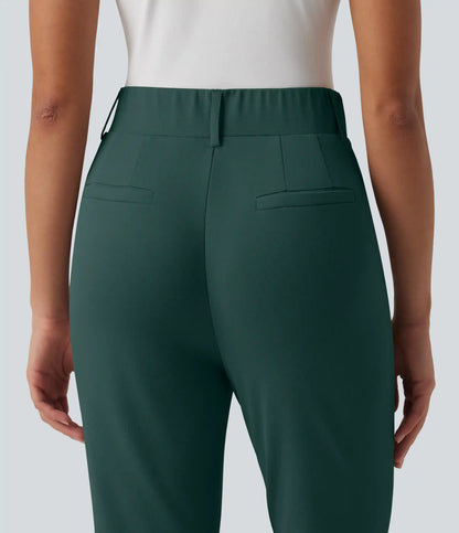 High Waisted Tapered Crepe Golf Pants with Pockets