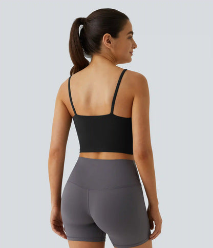 Basic Padded Workout Cropped Low Support Tank Top A-D Cups