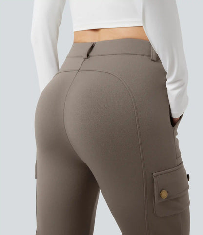 High Waisted Skinny Fleece Hiking Cargo Pants with Pockets