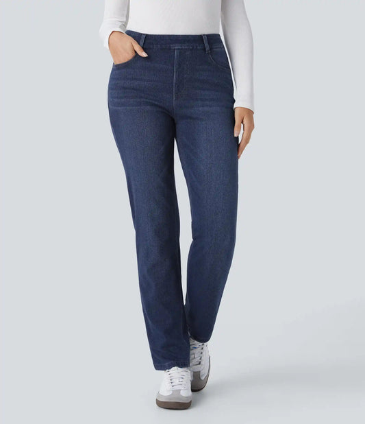 Halara Flex™ Denim Heat High Waisted Pockets Straight Leg Washed Casual Jeans