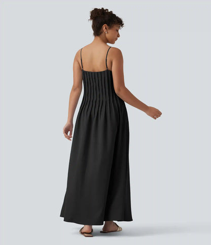 V Neck Maxi Slip Dress with Pockets