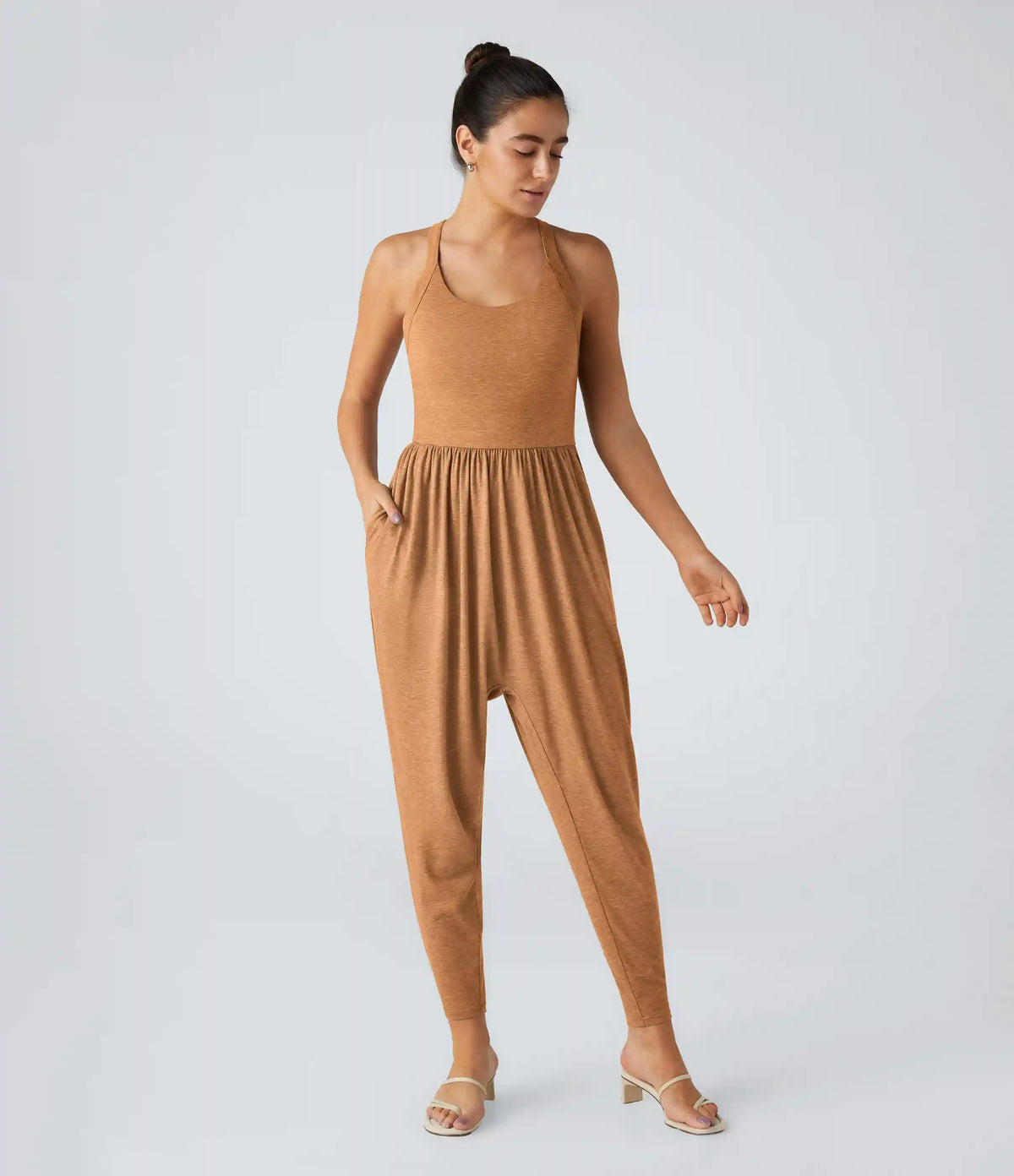 U Neck Pocket Harem Casual Jumpsuit-Easy Peezy Edition