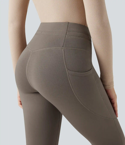 High Waisted Drawstring Fleece 7/8 Hiking Leggings with Pockets