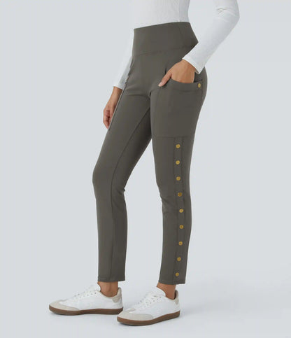 DayStretch High Waisted Decorative Pocket Skinny Ankle Length Casual Pants