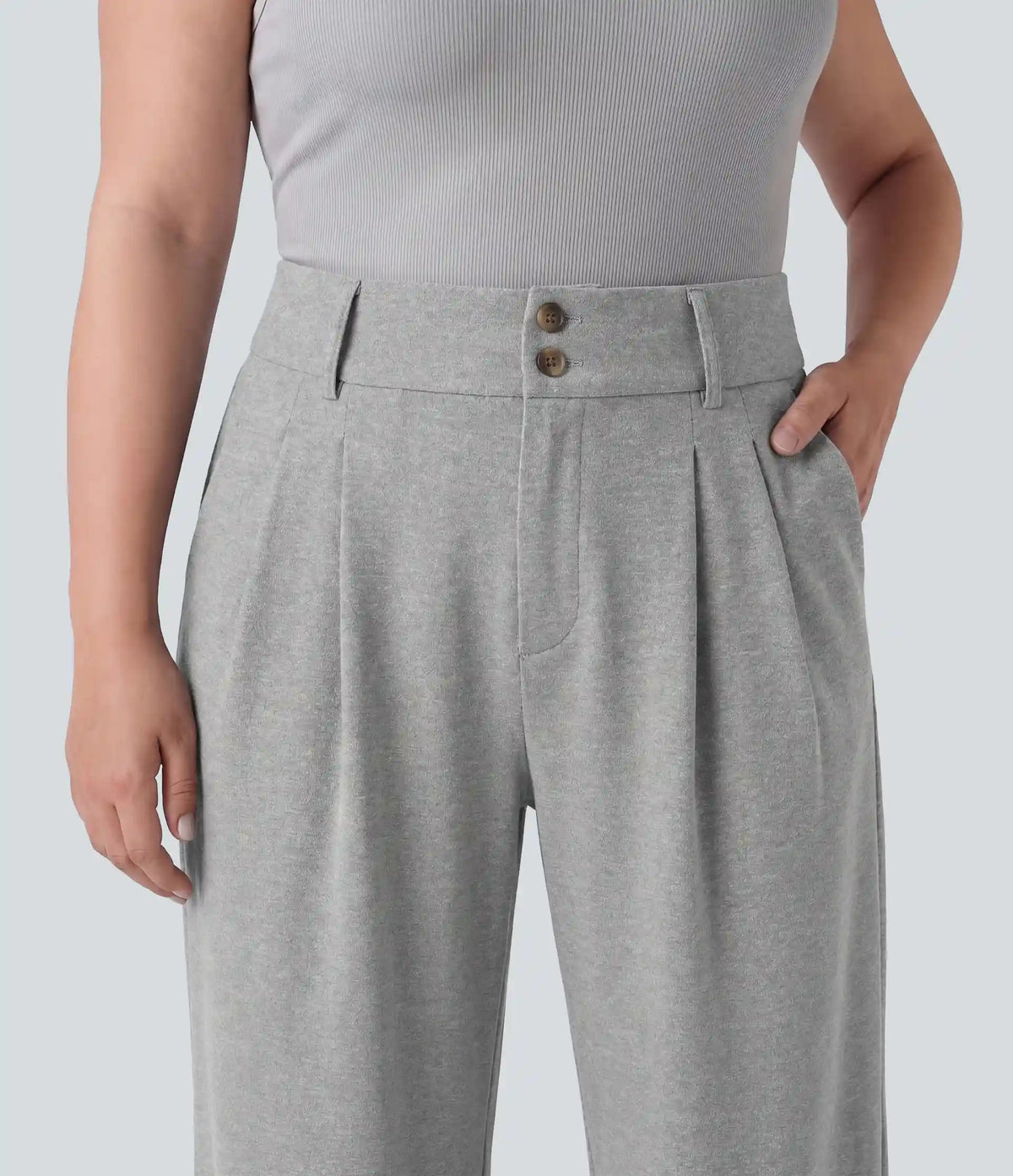 Plus Size Halara Flex™ High Waisted Tapered Waffle Work Pants with Pockets