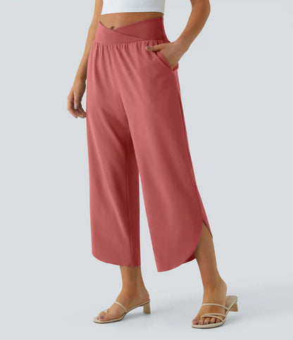 Breezeful™ High Waisted Crossover Quick Dry Resort Pants with Pockets