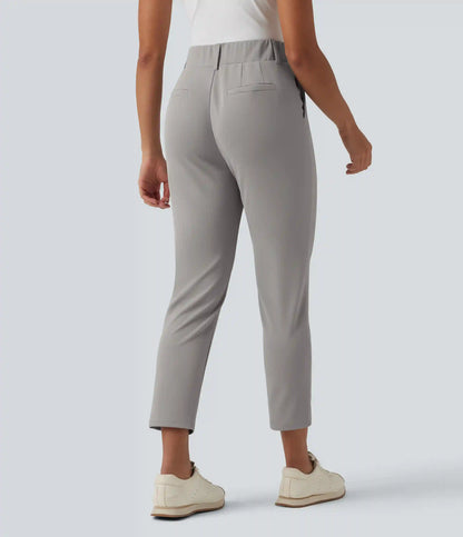 High Waisted Tapered Crepe Golf Pants with Pockets