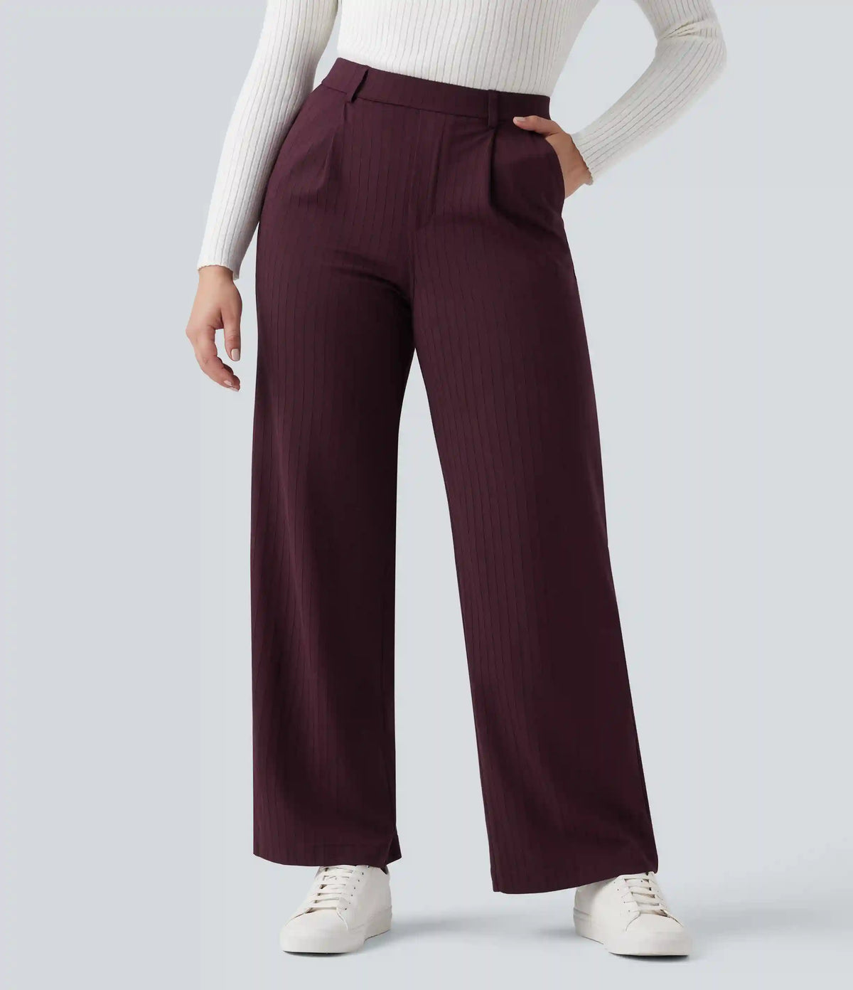 Halara Flex™ High Waisted Straight Leg InstantCool Stripe Work Pants with Pockets
