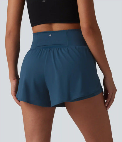 SoftlyZero™ Airy High Waisted Tummy Control 2-in-1 Curved Hem InstantCool Yoga Shorts 3'' with Pockets