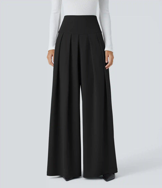 Halara Flex™ Super High Waisted Pleated Pocket Wide Leg Crepe Work Pants