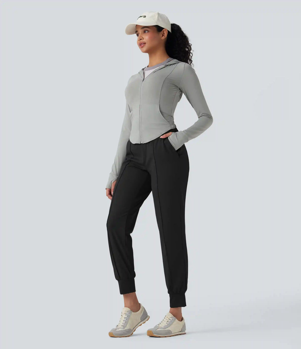 High Waisted Drawstring Quick Dry Yoga Joggers with Pockets-UPF40+