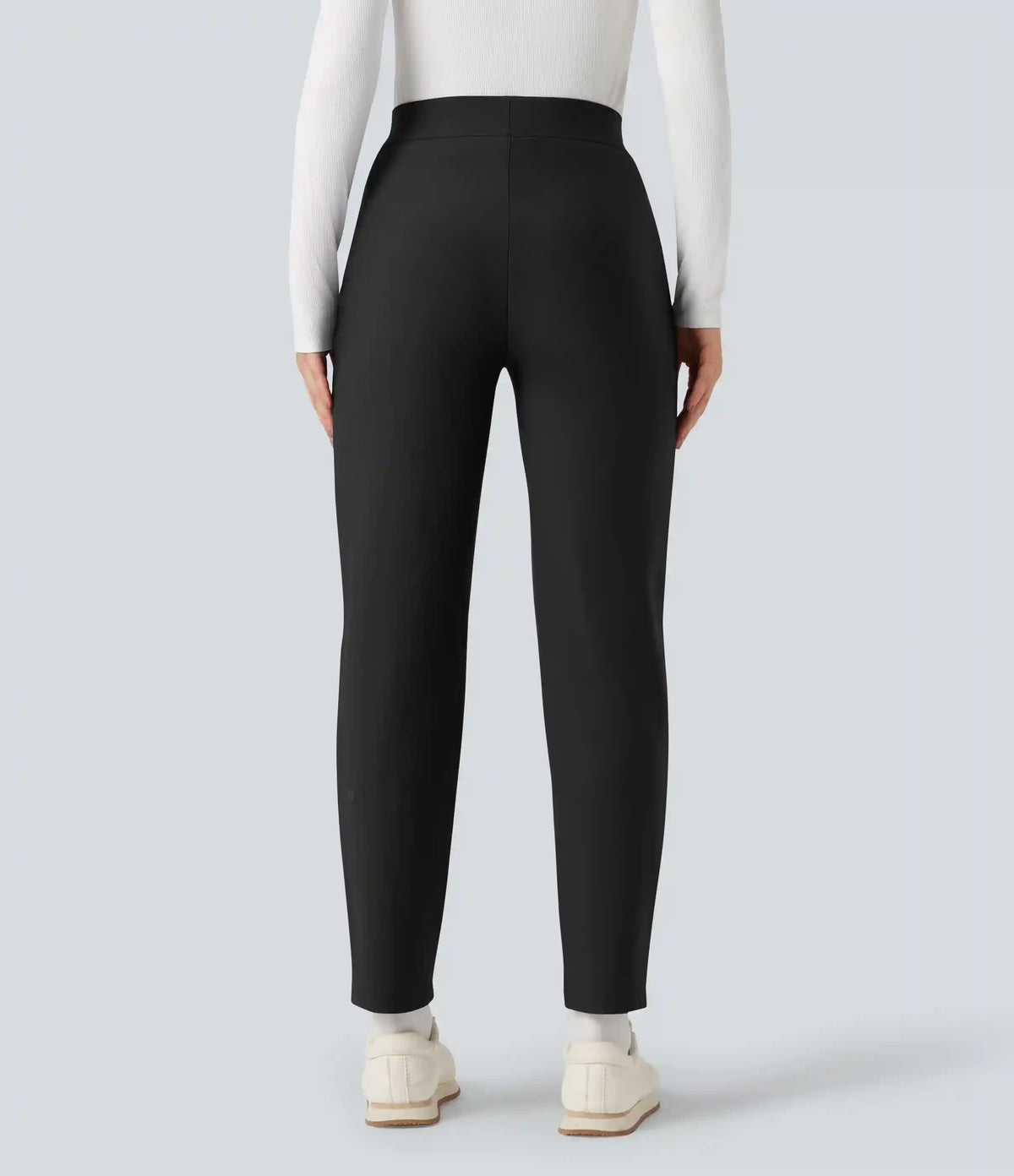 High Waisted Fleece Workout Tapered Pants with Pockets