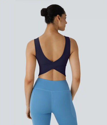 U Neck Crossover Barre Ballet Dance Tank Top A-D Cups