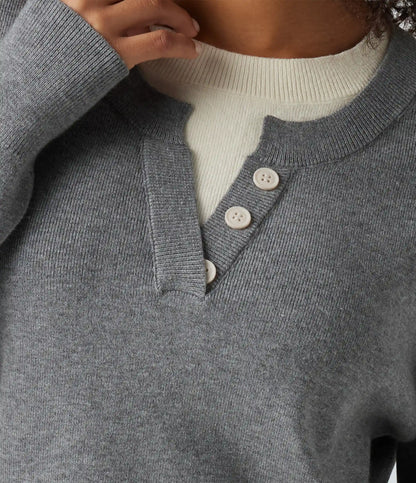 Round Neck Dropped Long Sleeve Color Block Work Sweater