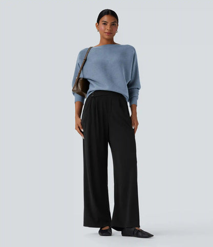 Boat Neck Batwing Sleeve Casual Sweater