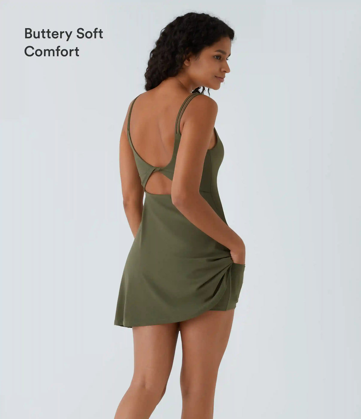 SoftlyZero™ Plush Double Straps 2-Piece Pocket Slip Dance Active Dress A-D Cups