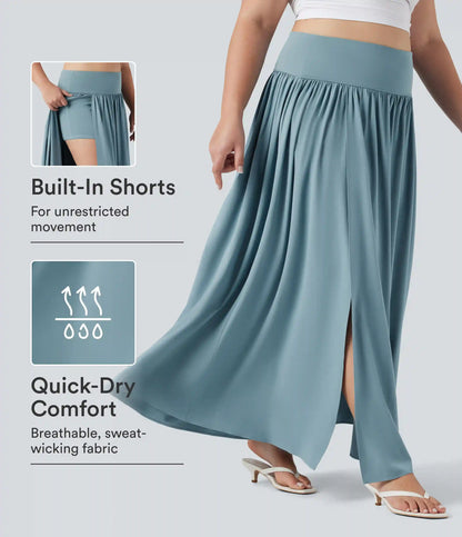 Breezeful™ High Waisted Tummy Control 2-in-1 Flowy Quick Dry Maxi Plus Size Skirt