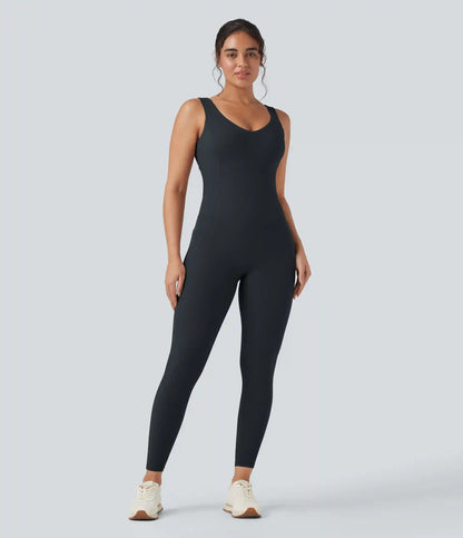 Halara UltraSculpt™ V Neck Tummy Control Butt Lifting Workout Jumpsuit with Pockets