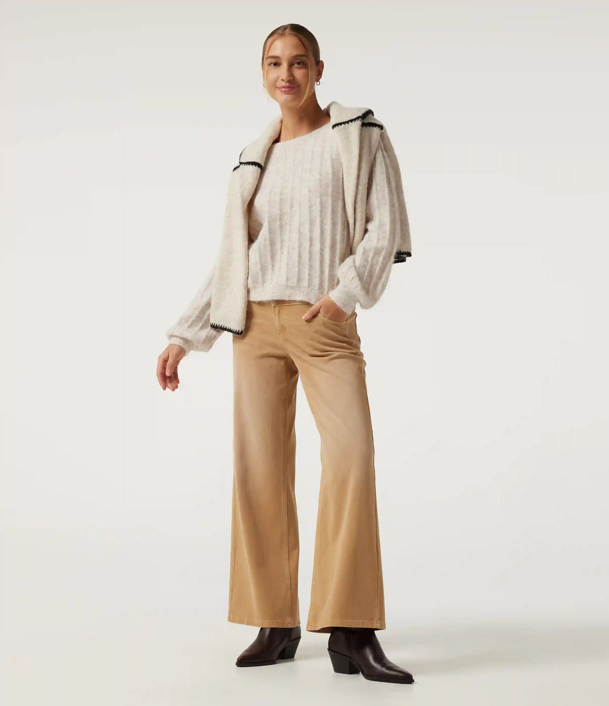 Boat Neck Long Sleeve Casual Sweater