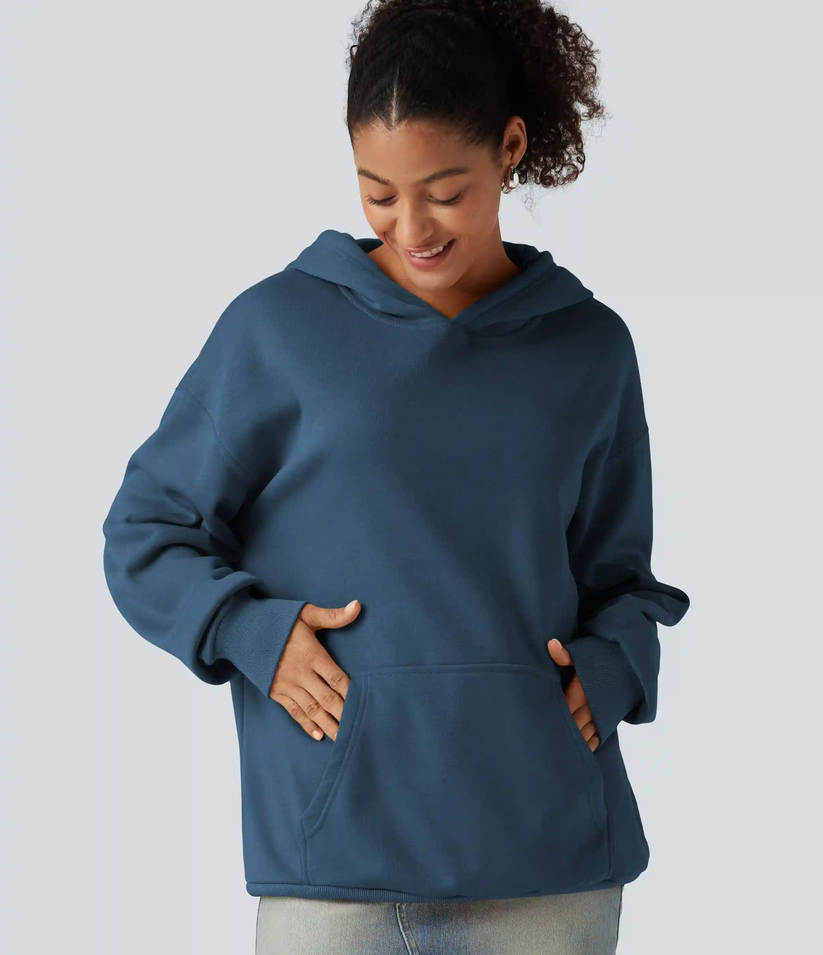 Hooded Long Sleeve Fleece Casual Sweatshirt