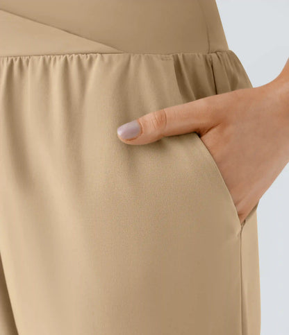 Breezeful™ High Waisted Crossover Quick Dry Resort Pants with Pockets
