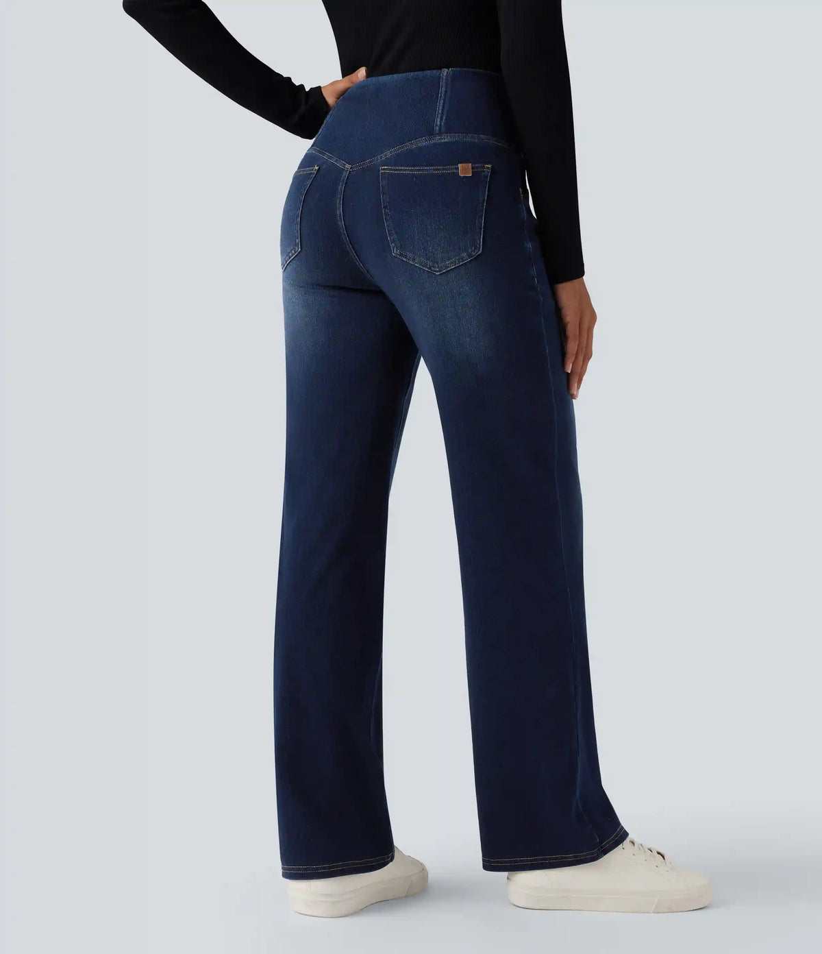 Halara Flex™ Crossover High Waisted Tummy Control Casual Straight Leg Jeans with Pockets