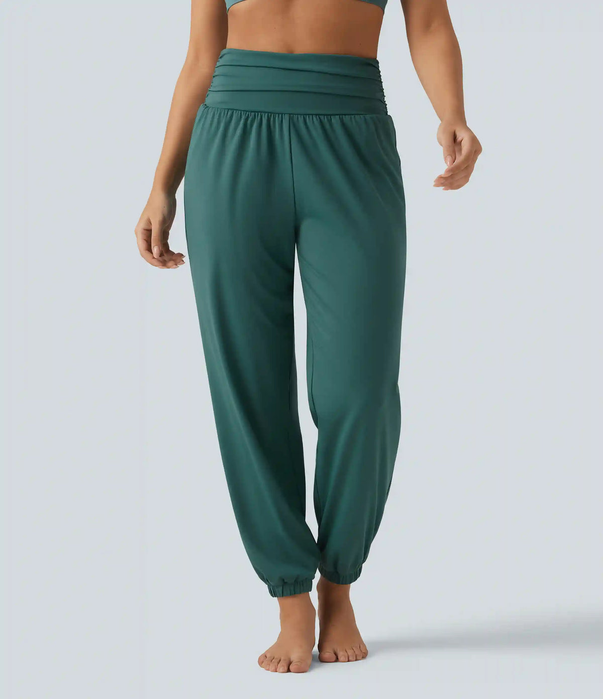 High Waisted Ruched Running Joggers with Pockets