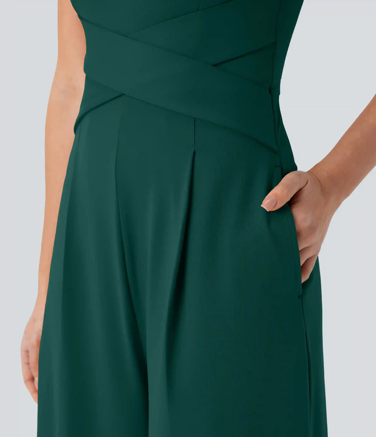 U Back Sleeveless Casual Jumpsuit with Pockets