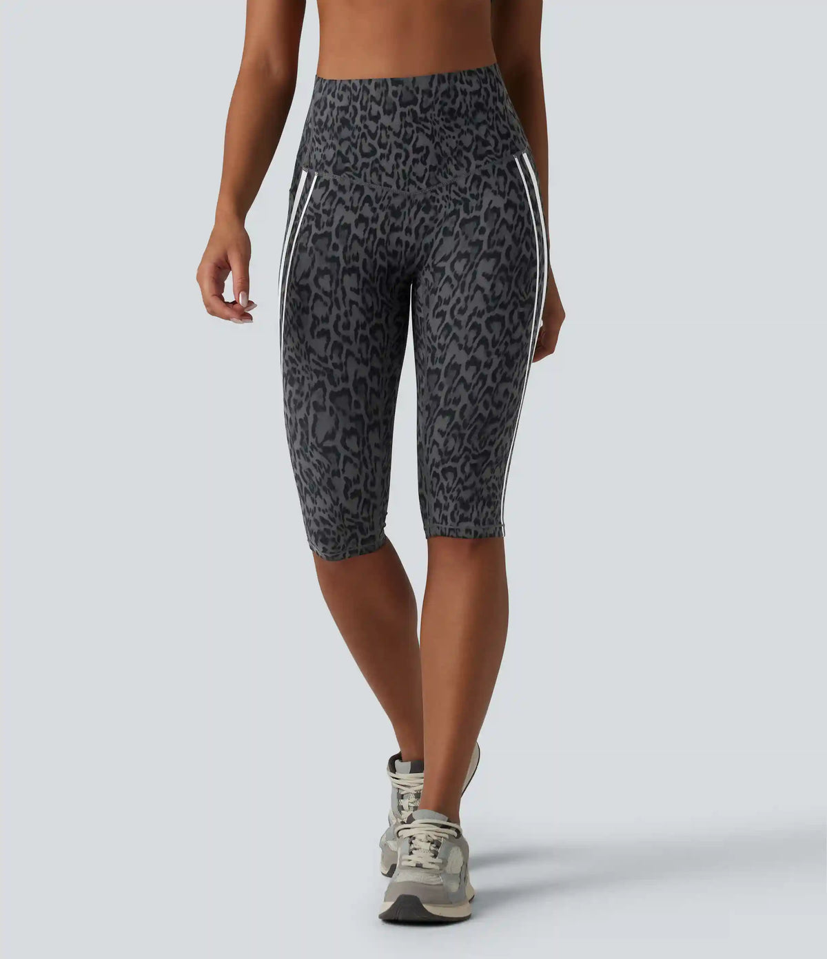 Halara UltraSculpt™ Leopard Print High Waisted Tummy Control Color Block Stripe Pedal Pusher Training Leggings with Pockets