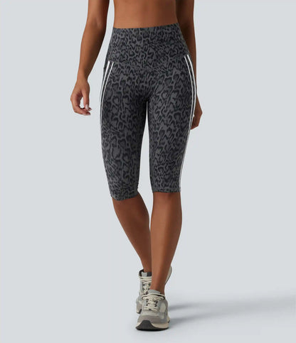 Halara UltraSculpt™ Leopard Print High Waisted Tummy Control Color Block Stripe Pedal Pusher Training Leggings with Pockets