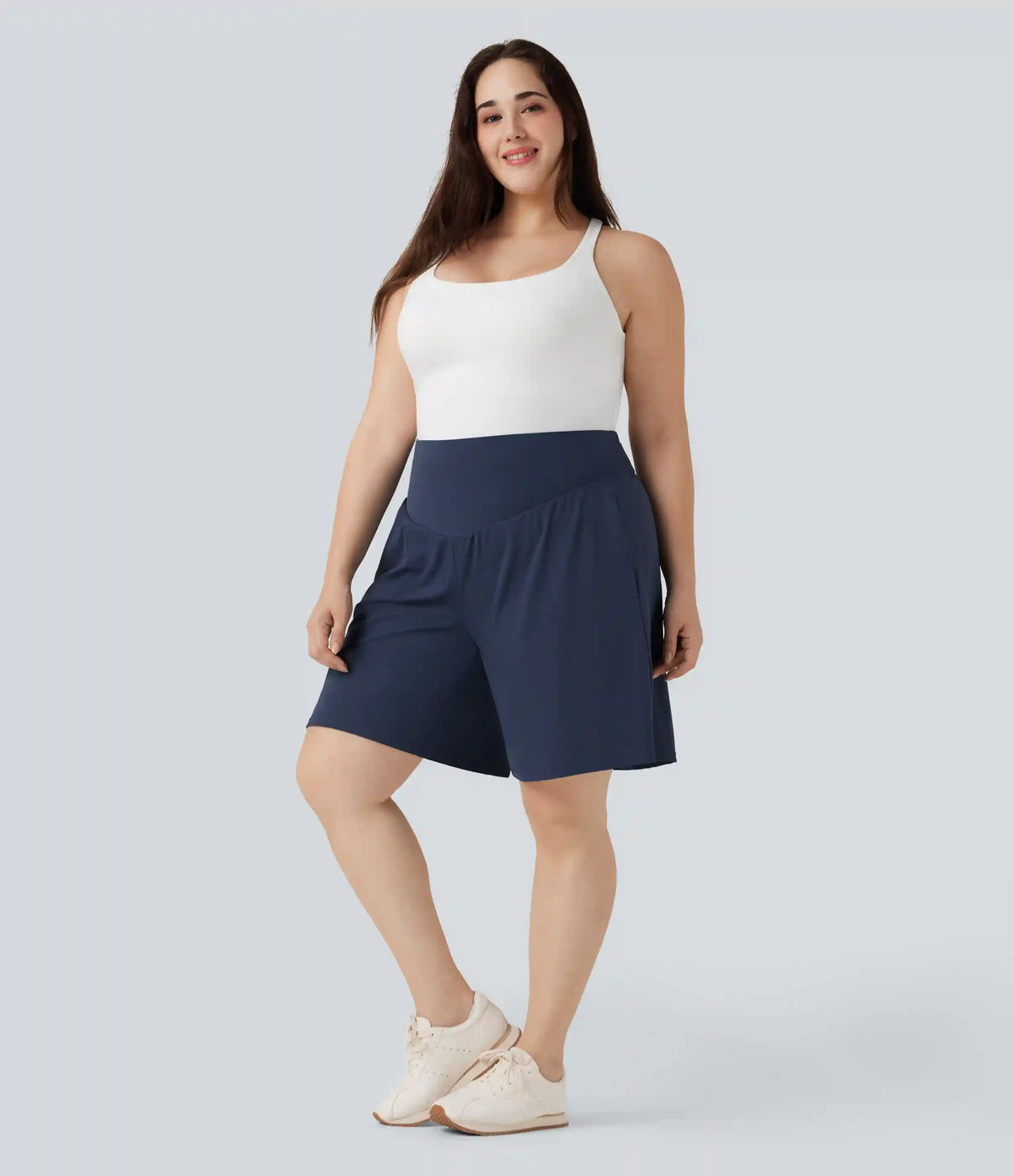 Plus Size SoftlyZero™ Airy High Waisted InstantCool Yoga Bermuda Shorts with Pockets