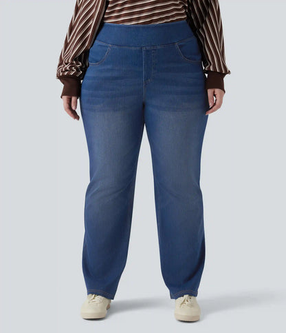 Halara Flex™ High Waisted Pockets Washed Casual Bootcut Plus Size Jeans