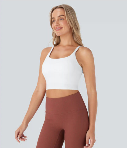 SoftlyZero™ Plush Basic Padded Cropped Low Support Running Cami Top DD-F Cups