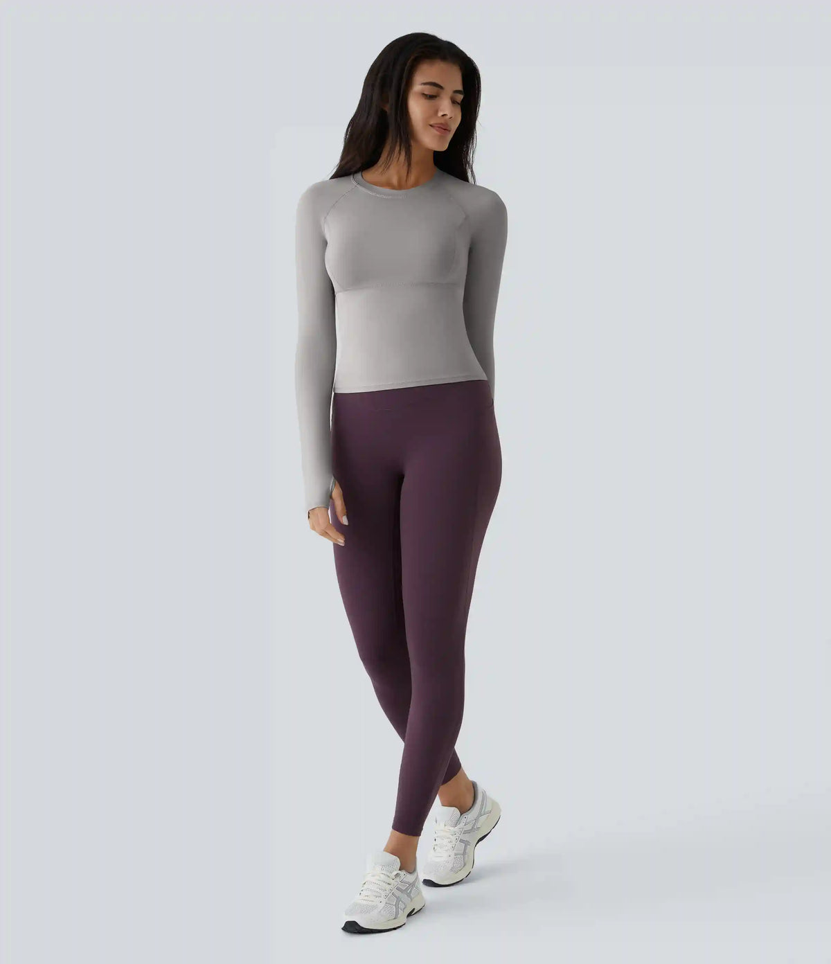 Solid Thumb Hole Yoga Sports Top