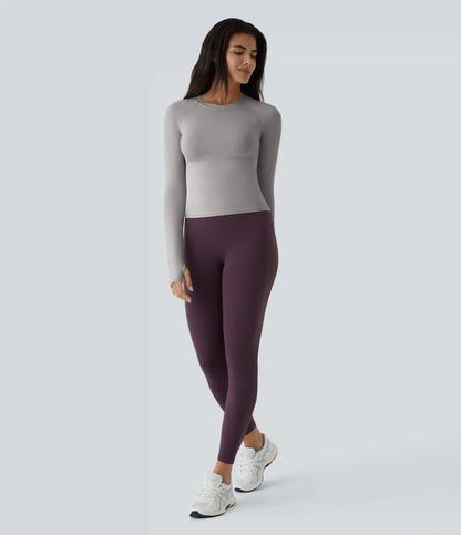 Solid Thumb Hole Yoga Sports Top
