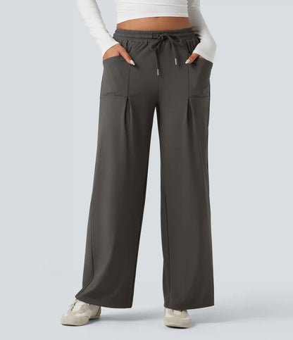 Halara Flex™ DayStretch Mid Rise Drawstring Wide Leg Work Pants with Pockets