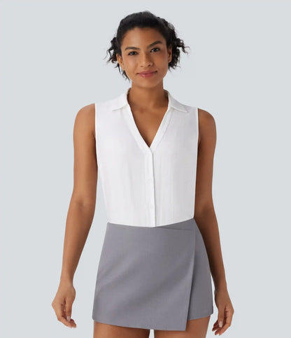 V Neck Sleeveless Work Shirt