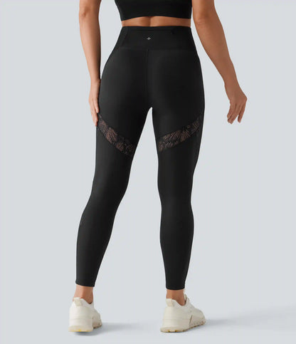 SoftlyZero™ High Waisted Contrast Lace Workout Leggings with Pocket