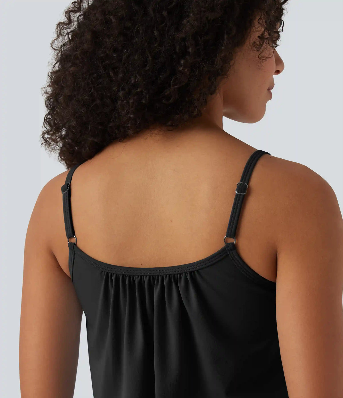 Adjustable Straps Ruched 2-in-1 Built-in Bra Casual Cami Top