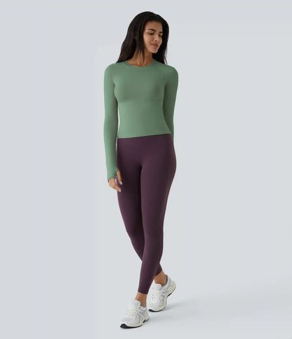 Solid Thumb Hole Yoga Sports Top